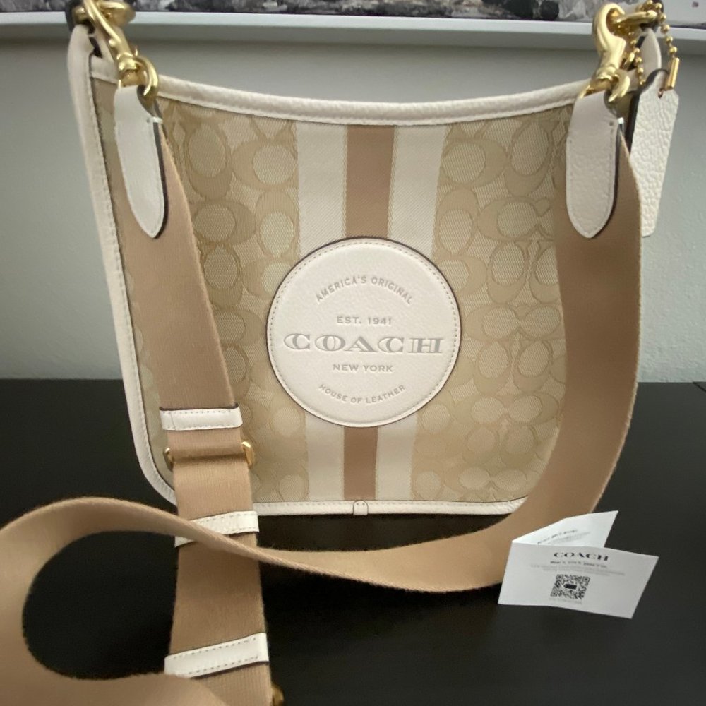 Coach Dempsey Cross Body  Signature Jacquard Stripe And Large Coach Patch Logo